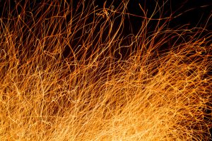Sparks at night.